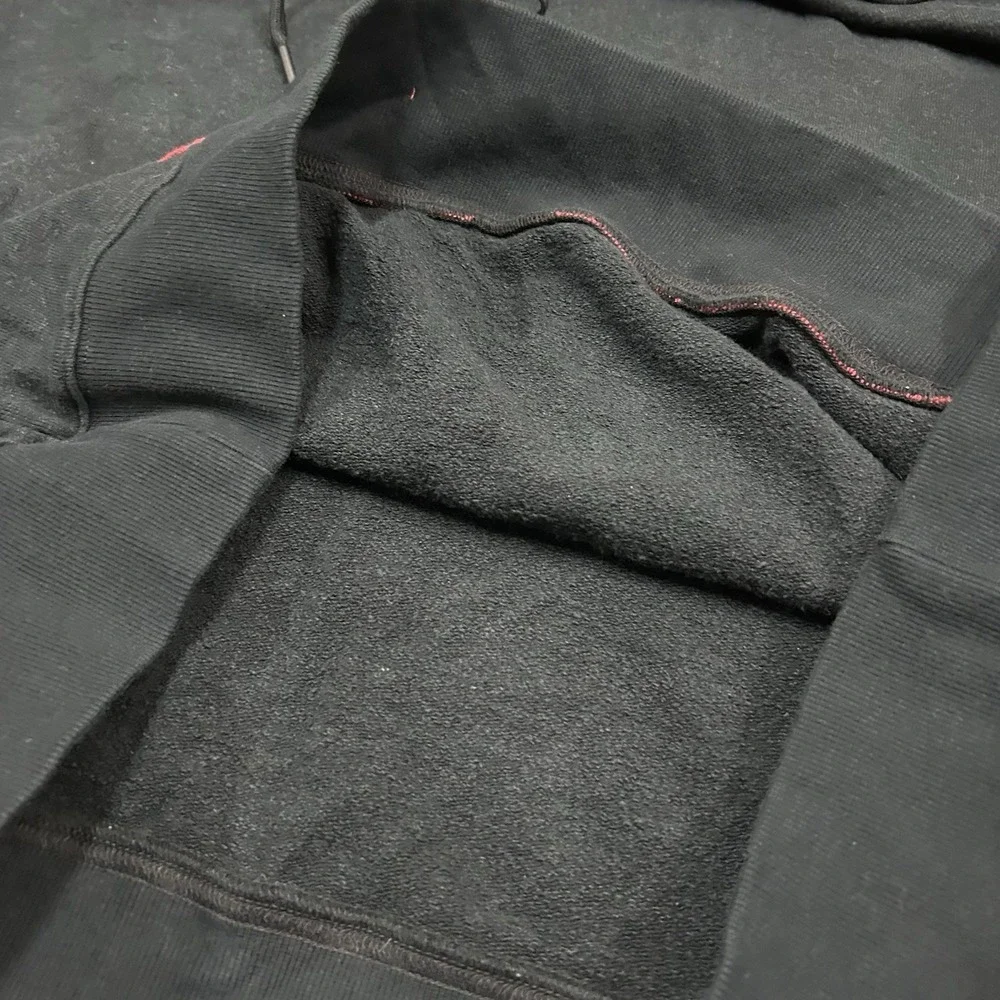 Outerknown Hoodie Mens Large Black Red Plaid Hooded Sweatshirt Hemp Cotton Blend